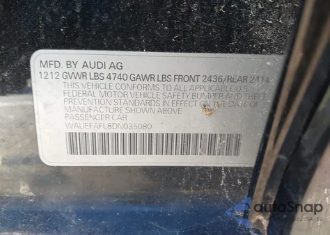 2013 Audi A4 2.0T Premium from USA, damaged, VIN WAUEFAFL8DN035080